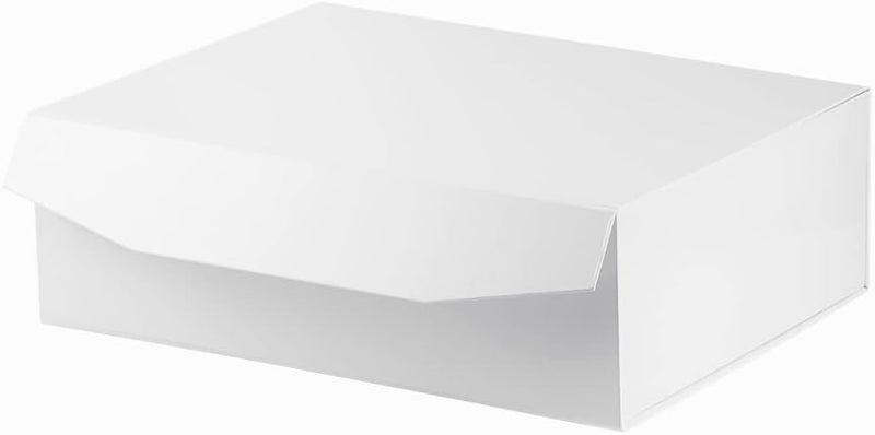 PACKGILO 1 Pcs White Extra Large Gift Box with Lid, 16.5 x 13 x 5.3 Inches, Hard Magnetic Giant Gift Boxes for Presents Clothes Robe Wedding Dress Sweater,Reusable Foldable Bridesmaid Proposal Box - Image 1